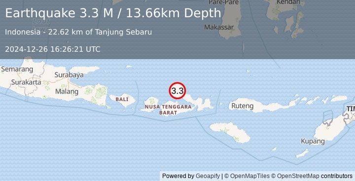 Earthquake Bali Sea (3.3 M) (2024-12-26 16:26:21 UTC)