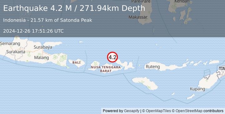 Earthquake Bali Sea (4.2 M) (2024-12-26 17:51:26 UTC)