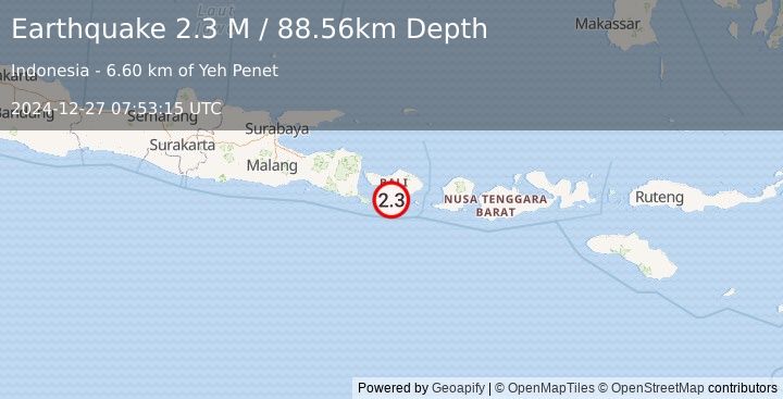 Earthquake Bali Region, Indonesia (2.3 M) (2024-12-27 07:53:15 UTC)