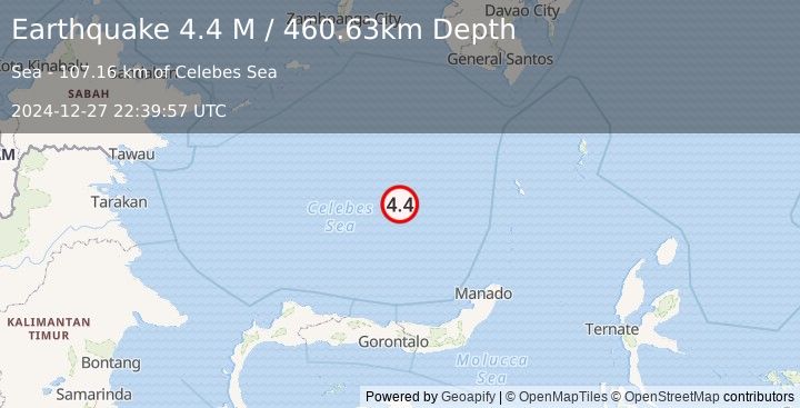 Earthquake Celebes Sea (4.7 M) (2024-12-27 22:39:56 UTC)