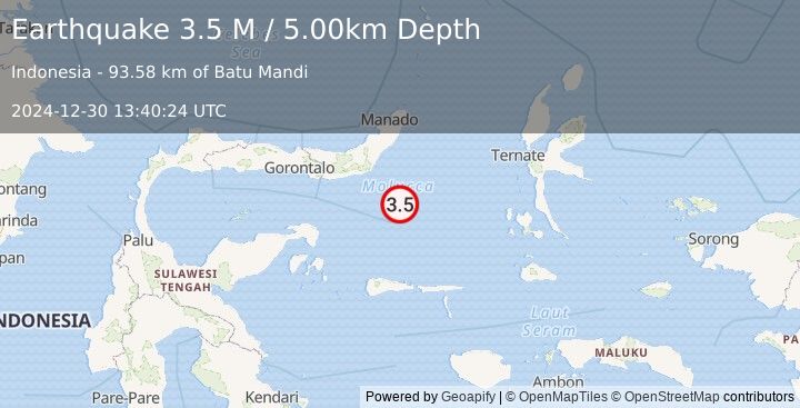 Earthquake Southern Molucca Sea (3.5 M) (2024-12-30 13:40:24 UTC)