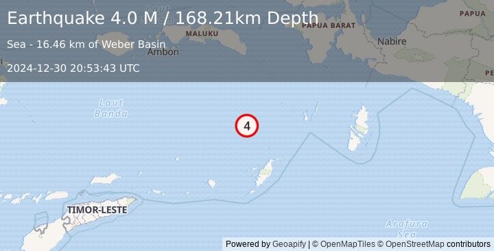 Earthquake Banda Sea (4.0 M) (2024-12-30 20:53:43 UTC)