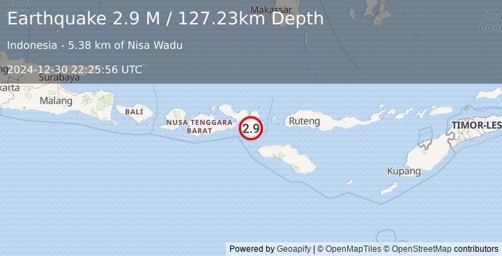 Earthquake Sumbawa Region, Indonesia (2.9 M) (2024-12-30 22:25:56 UTC)