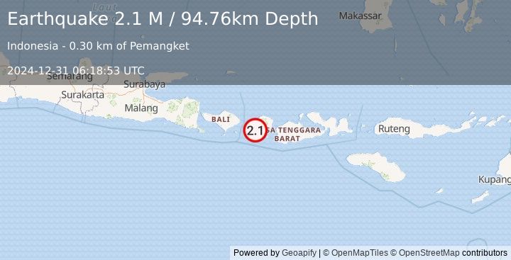 Earthquake Sumbawa Region, Indonesia (2.1 M) (2024-12-31 06:18:53 UTC)