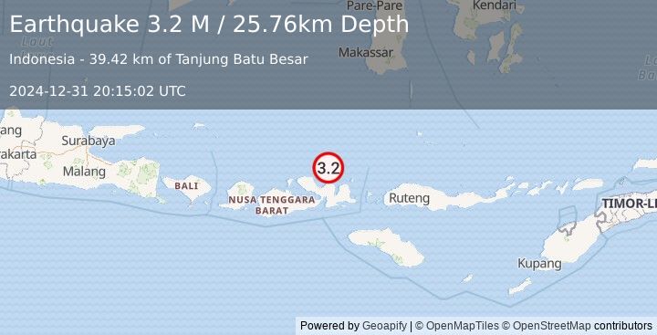 Earthquake Flores Sea (3.2 M) (2024-12-31 20:15:02 UTC)