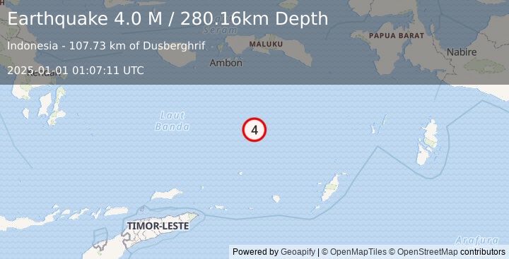 Earthquake Banda Sea (4.0 M) (2025-01-01 01:07:11 UTC)