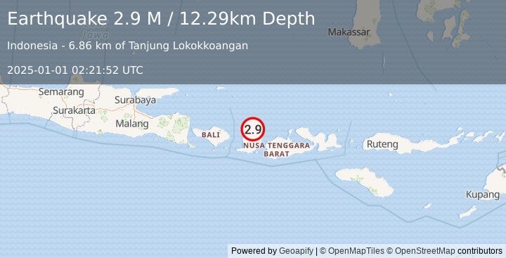 Earthquake Sumbawa Region, Indonesia (2.9 M) (2025-01-01 02:21:52 UTC)