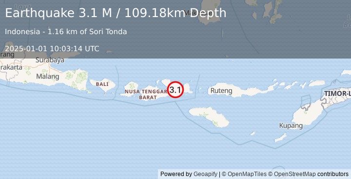 Earthquake Sumbawa Region, Indonesia (3.1 M) (2025-01-01 10:03:14 UTC)