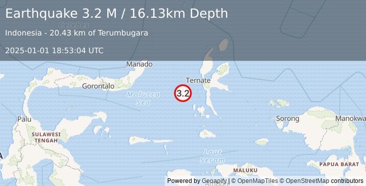 Earthquake Northern Molucca Sea (3.2 M) (2025-01-01 18:53:04 UTC)