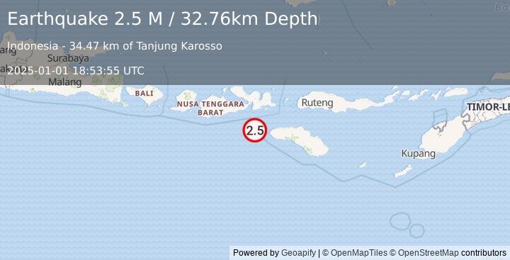 Earthquake Sumbawa Region, Indonesia (2.5 M) (2025-01-01 18:53:55 UTC)