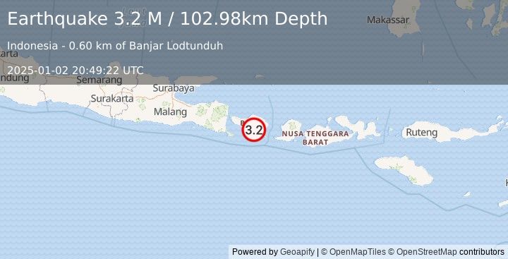 Earthquake Bali Region, Indonesia (3.2 M) (2025-01-02 20:49:22 UTC)