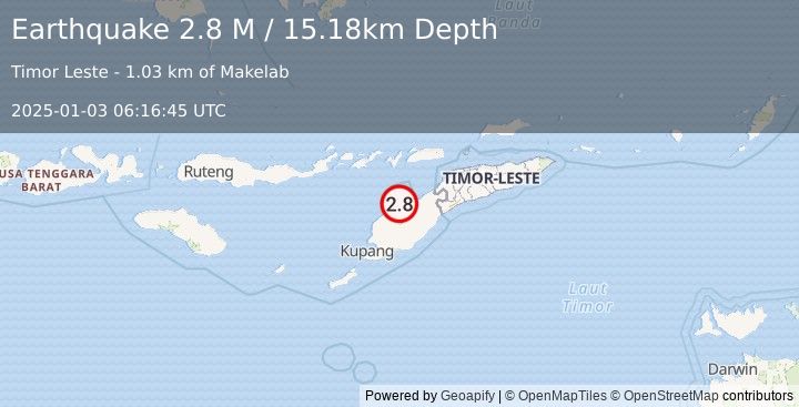 Earthquake Timor Region (2.8 M) (2025-01-03 06:16:45 UTC)