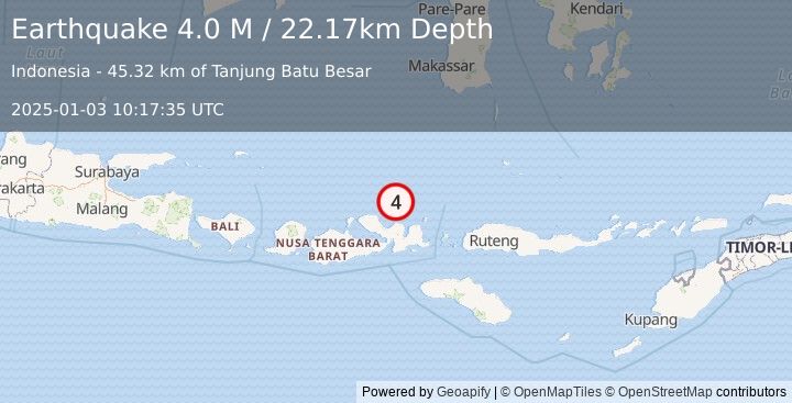 Earthquake Flores Sea (4.0 M) (2025-01-03 10:17:35 UTC)