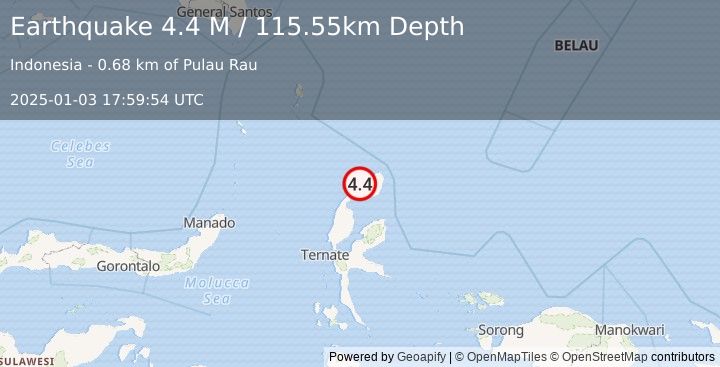 Earthquake Halmahera, Indonesia (4.7 M) (2025-01-03 17:59:55 UTC)