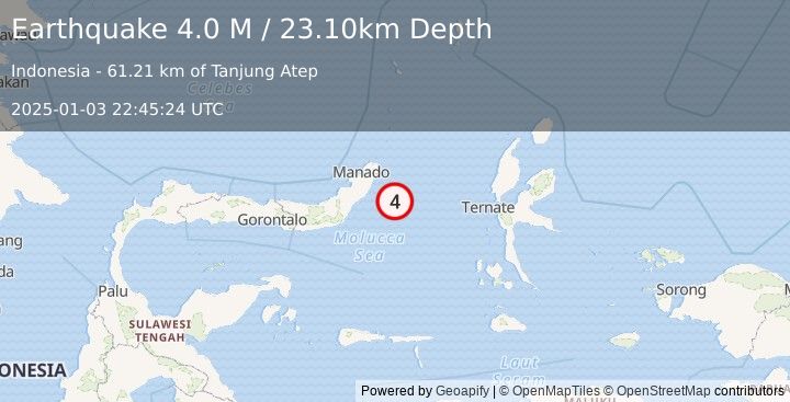 Earthquake Northern Molucca Sea (4.0 M) (2025-01-03 22:45:24 UTC)