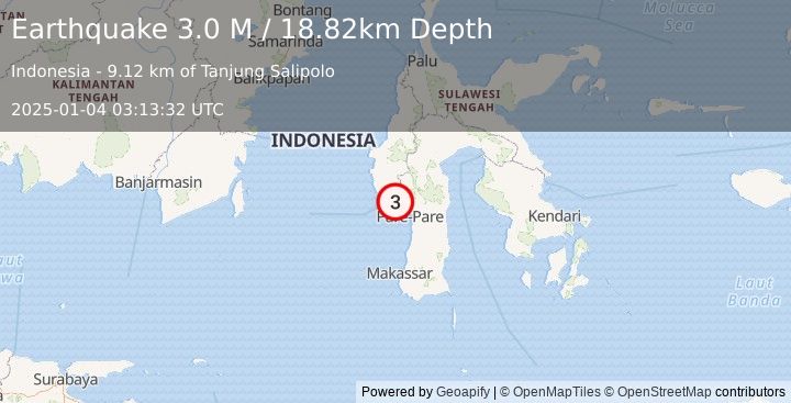 Earthquake Sulawesi, Indonesia (3.0 M) (2025-01-04 03:13:32 UTC)