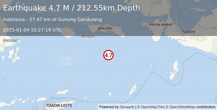 Earthquake Banda Sea (4.7 M) (2025-01-04 10:27:19 UTC)