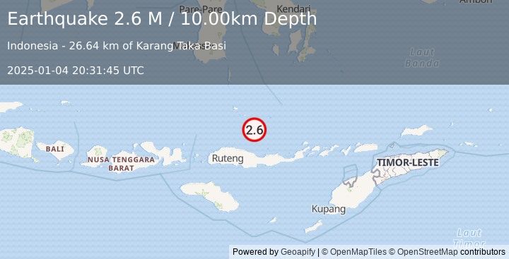 Earthquake Flores Sea (2.6 M) (2025-01-04 20:31:45 UTC)