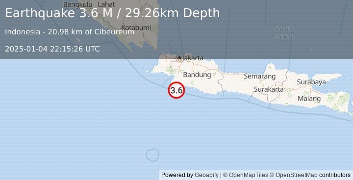 Earthquake Java, Indonesia (3.6 M) (2025-01-04 22:15:26 UTC)