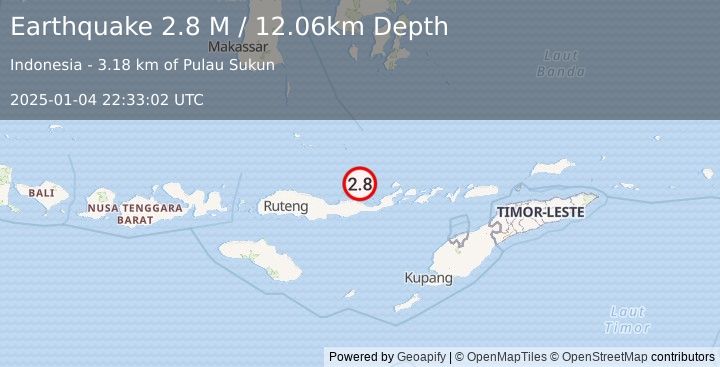 Earthquake Flores Region, Indonesia (2.8 M) (2025-01-04 22:33:02 UTC)