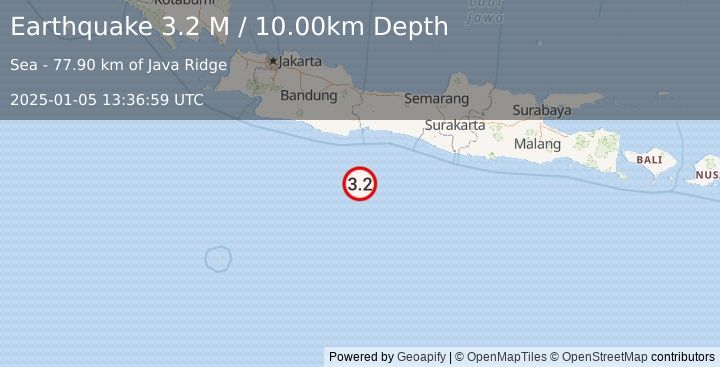 Earthquake Java, Indonesia (3.2 M) (2025-01-05 13:36:59 UTC)