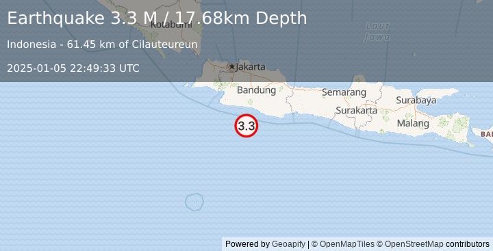 Earthquake Java, Indonesia (3.3 M) (2025-01-05 22:49:33 UTC)