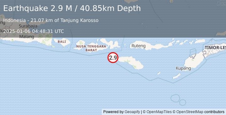 Earthquake Sumbawa Region, Indonesia (2.9 M) (2025-01-06 04:48:31 UTC)