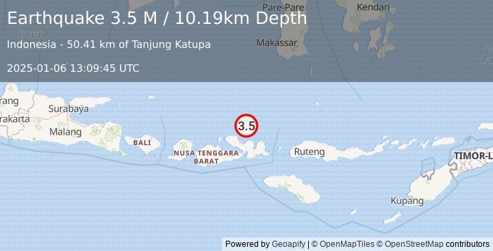 Earthquake Flores Sea (3.5 M) (2025-01-06 13:09:45 UTC)