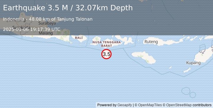 Earthquake Sumbawa Region, Indonesia (3.5 M) (2025-01-06 19:17:39 UTC)