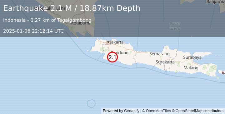 Earthquake Java, Indonesia (2.1 M) (2025-01-06 22:12:14 UTC)