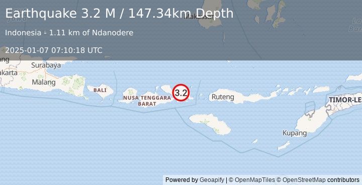 Earthquake Sumbawa Region, Indonesia (3.2 M) (2025-01-07 07:10:18 UTC)