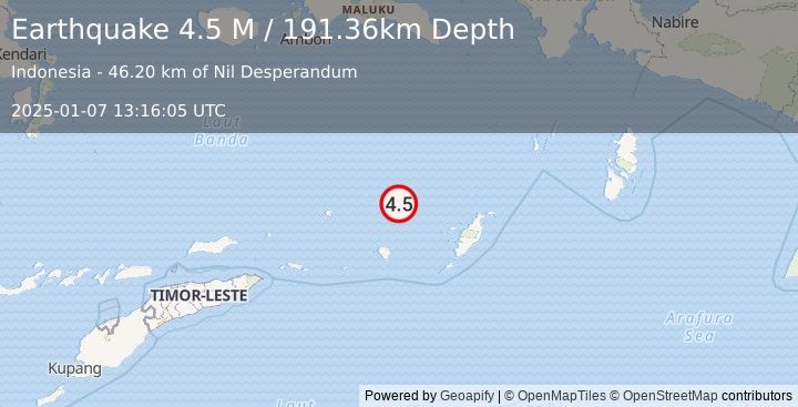 Earthquake Banda Sea (4.5 M) (2025-01-07 13:16:05 UTC)