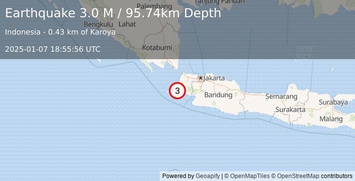 Earthquake Sunda Strait, Indonesia (3.0 M) (2025-01-07 18:55:56 UTC)