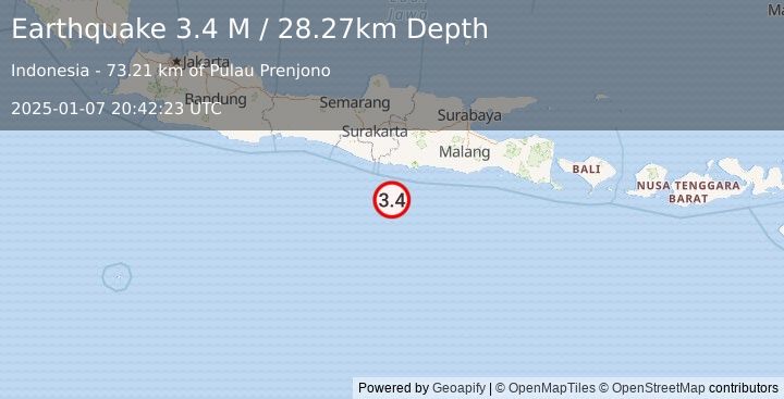 Earthquake Java, Indonesia (3.4 M) (2025-01-07 20:42:23 UTC)