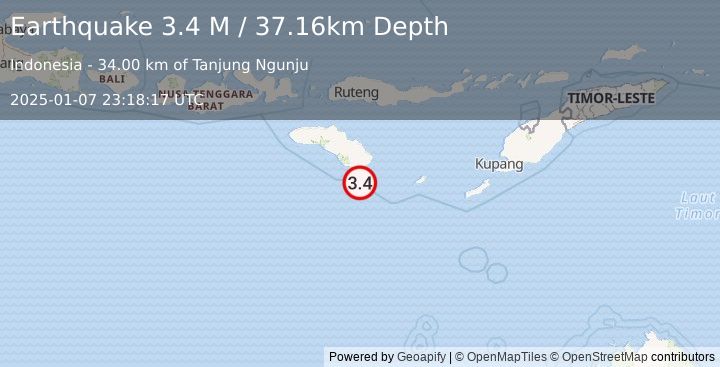 Earthquake Sumba Region, Indonesia (3.4 M) (2025-01-07 23:18:17 UTC)