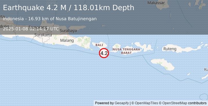 Earthquake Bali Region, Indonesia (3.5 M) (2025-01-08 02:14:18 UTC)