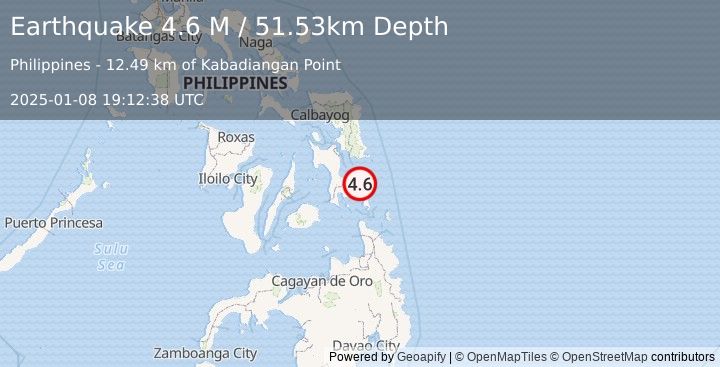 Earthquake Leyte, Philippines (4.6 M) (2025-01-08 19:12:38 UTC)