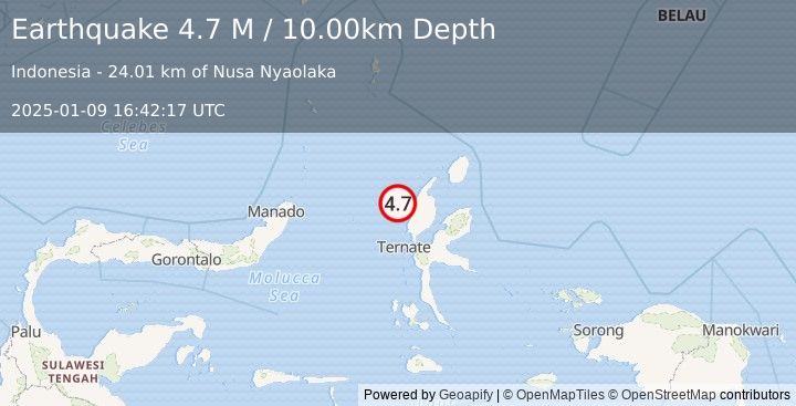 Earthquake Halmahera, Indonesia (4.4 M) (2025-01-09 16:42:15 UTC)