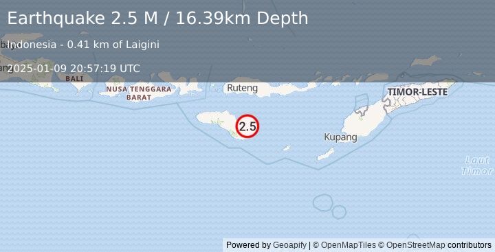 Earthquake Sumba Region, Indonesia (2.5 M) (2025-01-09 20:57:19 UTC)