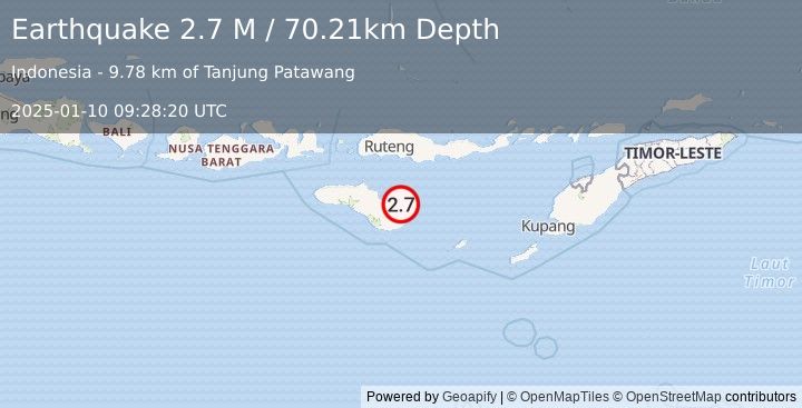 Earthquake Sumba Region, Indonesia (2.7 M) (2025-01-10 09:28:20 UTC)