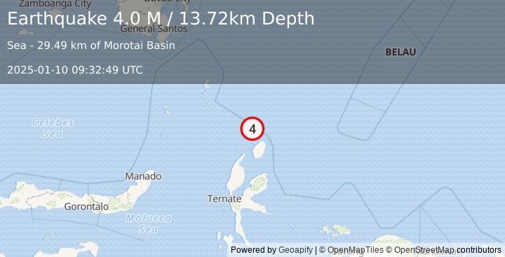 Earthquake Halmahera, Indonesia (4.0 M) (2025-01-10 09:32:49 UTC)