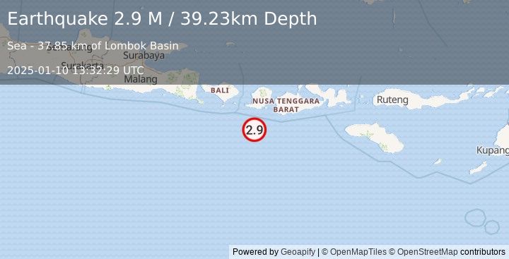 Earthquake Sumbawa Region, Indonesia (2.9 M) (2025-01-10 13:32:29 UTC)