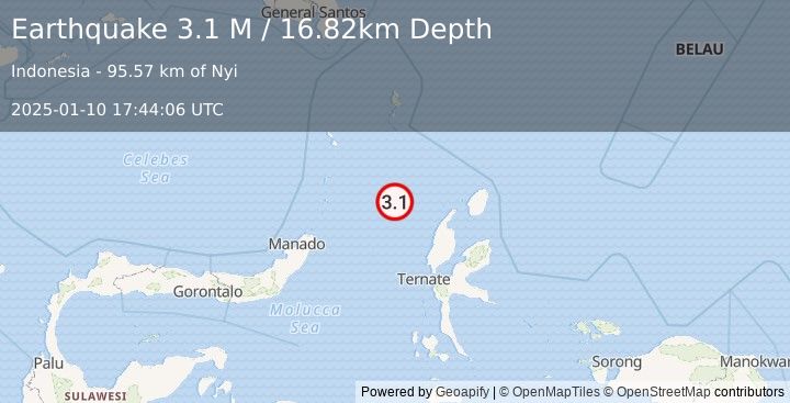 Earthquake Northern Molucca Sea (3.1 M) (2025-01-10 17:44:06 UTC)