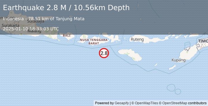 Earthquake Sumbawa Region, Indonesia (2.8 M) (2025-01-10 18:33:03 UTC)