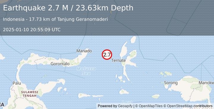 Earthquake Northern Molucca Sea (2.7 M) (2025-01-10 20:55:09 UTC)