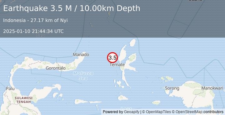 Earthquake Halmahera, Indonesia (3.5 M) (2025-01-10 21:44:34 UTC)