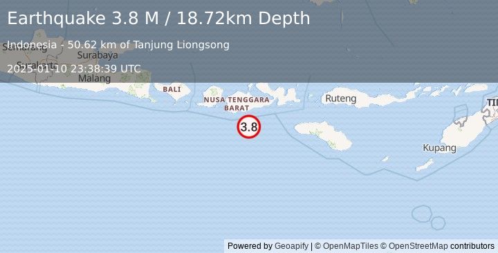 Earthquake Sumbawa Region, Indonesia (3.7 M) (2025-01-10 23:38:40 UTC)