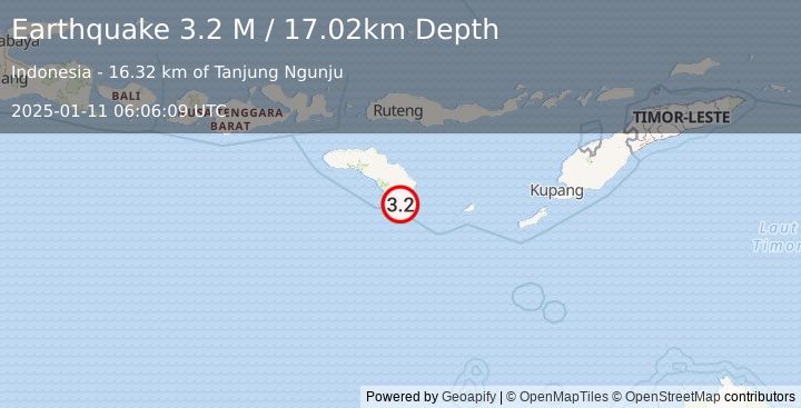 Earthquake Sumba Region, Indonesia (3.2 M) (2025-01-11 06:06:08 UTC)