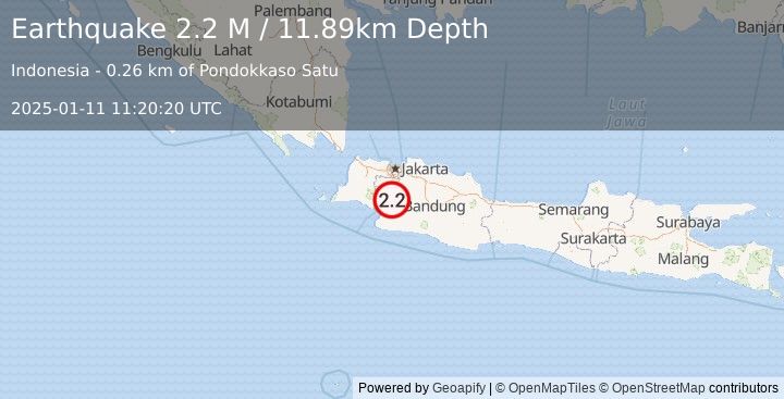 Earthquake Java, Indonesia (2.2 M) (2025-01-11 11:20:20 UTC)