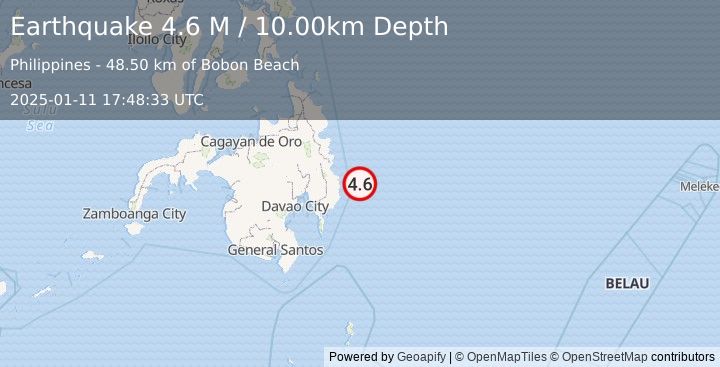 Earthquake Philippine Islands Region (4.6 M) (2025-01-11 17:48:33 UTC)